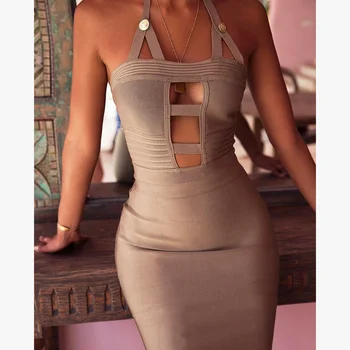 New style dress sexy women Halter Spaghetti strap Hollow out Bandage night club celebrity body con party dresses wholesale
New style dress sexy women Halter Spaghetti strap Hollow out Bandage night club celebrity body con party dresses wholesale