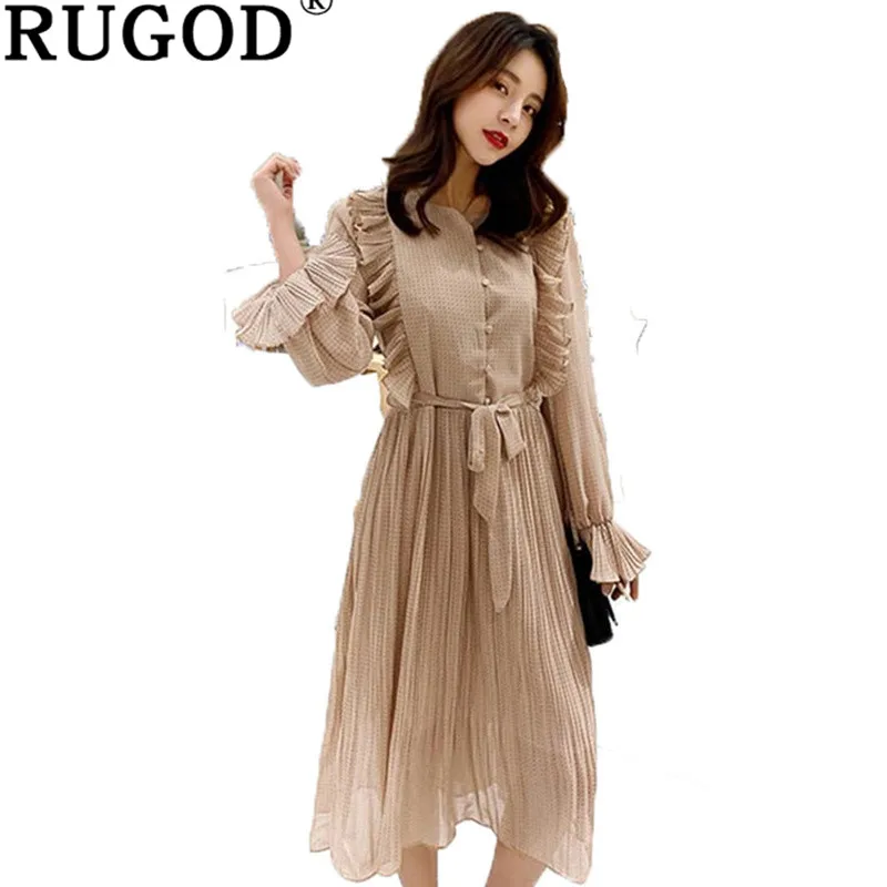 RUGOD Elegant Dot Printed Long Maxi Dress women Spring 2019 Fashion Flare Sleeve Reffles Beading button Party Dress Vestidos
RUGOD Elegant Dot Printed Long Maxi Dress women Spring 2019 Fashion Flare Sleeve Reffles Beading button Party Dress Vestidos