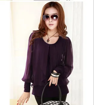 2017 Autumn Women Shirts Chiffon Patchwork Tops Loose Lantetn Sleeve Plus Size Purple Clothes
2017 Autumn Women Shirts Chiffon Patchwork Tops Loose Lantetn Sleeve Plus Size Purple Clothes