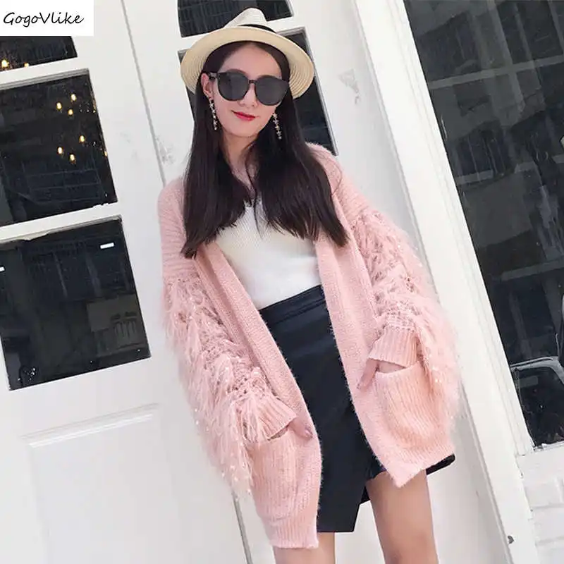 Pink Tassel Cardigan White Women 2019 new Knitwear Batwing Big Size Loose sweater Special Design Korean Top LT017S50
Pink Tassel Cardigan White Women 2019 new Knitwear Batwing Big Size Loose sweater Special Design Korean Top LT017S50