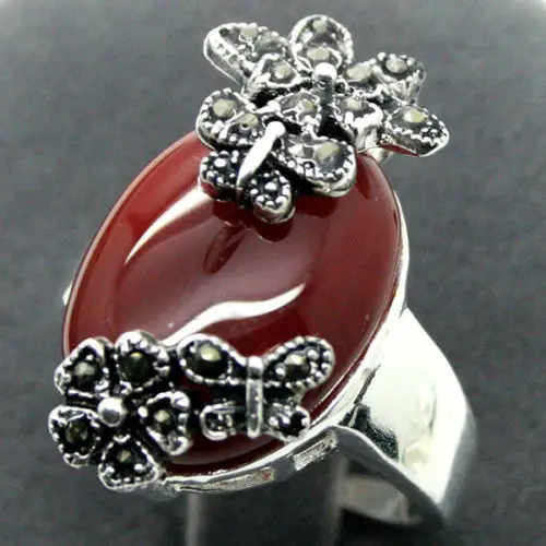 28*15mm RARE NATURAL RED Natural jade ONYX 925 SILVER MARCASITE RING SIZE 7/8/9/10
28*15mm RARE NATURAL RED Natural jade ONYX 925 SILVER MARCASITE RING SIZE 7/8/9/10