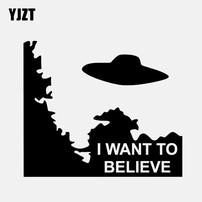 Фото Автомобильная наклейка YJZT 14 6 см х 12 5 Виниловая с инопланетянами НЛО я хочу верить