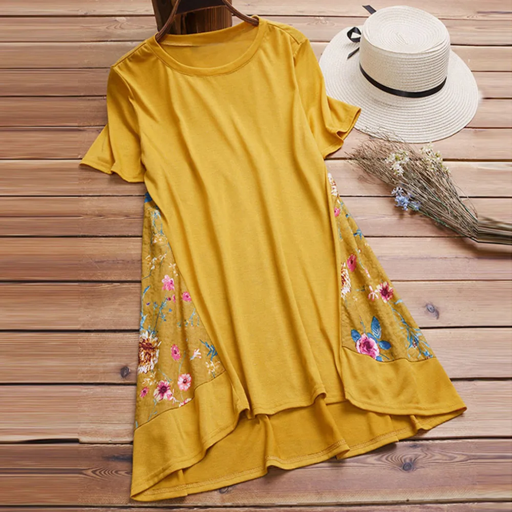 Summer Blouses Vintage Floral Print shirt Short Sleeve Women Casual Long Tee Femme Tunic Top Plus Size Shirt Blusa superior #SL
Summer Blouses Vintage Floral Print shirt Short Sleeve Women Casual Long Tee Femme Tunic Top Plus Size Shirt Blusa superior #SL