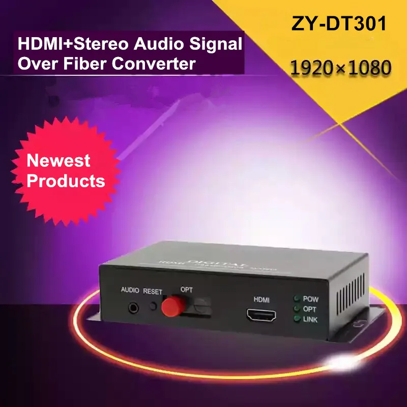 ZY-DT301 20 км HDMI по волоконно-оптический аудио конвертер 1080 P Оптический передатчик