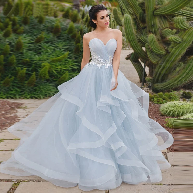 LORIE Blue Wedding Dresses 2019 New Lace Appliques Lace up Bride dress Sweetheart Neck Organza Ball Gown Wedding Party Dress
LORIE Blue Wedding Dresses 2019 New Lace Appliques Lace up Bride dress Sweetheart Neck Organza Ball Gown Wedding Party Dress