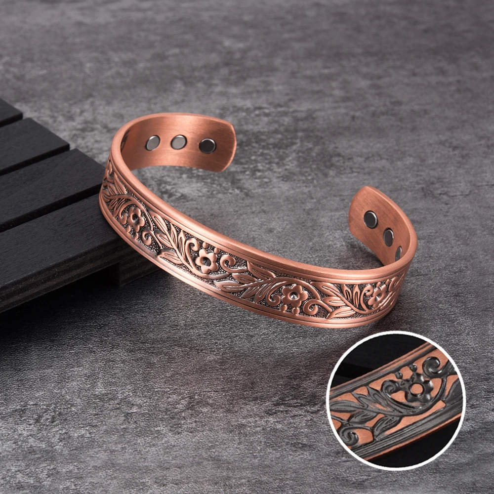 Vinterly Magnetic Copper Bracelet Men Wide Health Energy Magnet Health Bracelets Flower Adjustable Cuff Copper Bangles for Women
Vinterly Magnetic Copper Bracelet Men Wide Health Energy Magnet Health Bracelets Flower Adjustable Cuff Copper Bangles for Women