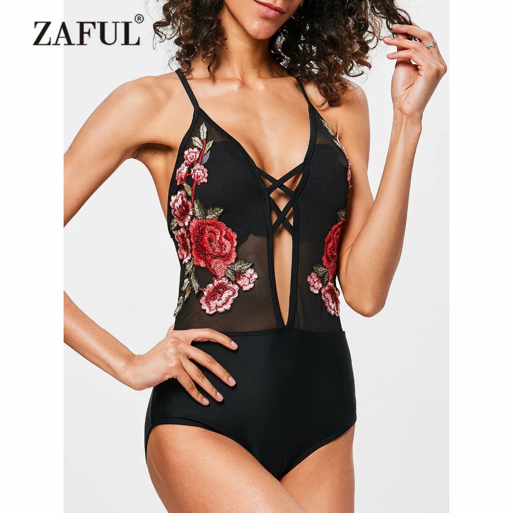 ZAFUL Swimsuit Women Mesh Embroidered One Piece Swimwear High Waisted Embroidered Criss CrossSwimming Suit Sexy Summer Beacher
ZAFUL Swimsuit Women Mesh Embroidered One Piece Swimwear High Waisted Embroidered Criss CrossSwimming Suit Sexy Summer Beacher