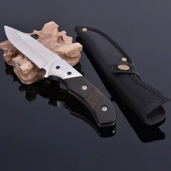 

Tactical Knife Small Fixed Knife Camping Pocket Knife Tools 3Cr13Mov Blade Wood Handle Hunting Survival Knives with Sheath