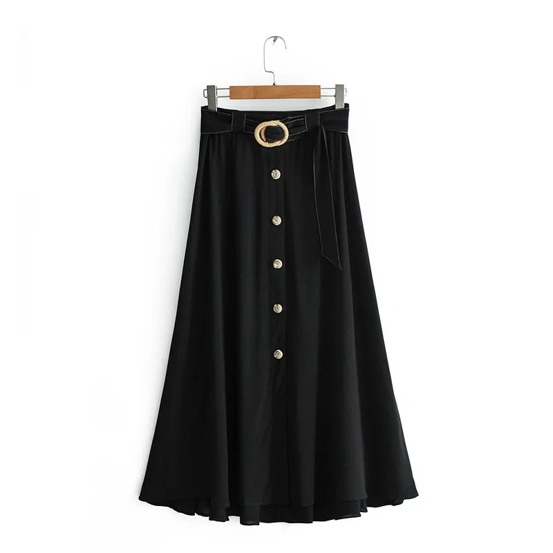 QZ815 European Design With Sashes Adjustable Waist Buttons Deco A-line Skirt Ladies Summer Black Long Skirts Saias
QZ815 European Design With Sashes Adjustable Waist Buttons Deco A-line Skirt Ladies Summer Black Long Skirts Saias