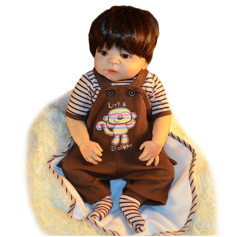 58cm/23inch 100% Body Silicone Reborn Baby Dolls Lifelike Newborn little Monkey Boy alive Baby Doll Brown Hair 
58cm/23inch 100% Body Silicone Reborn Baby Dolls Lifelike Newborn little Monkey Boy alive Baby Doll Brown Hair