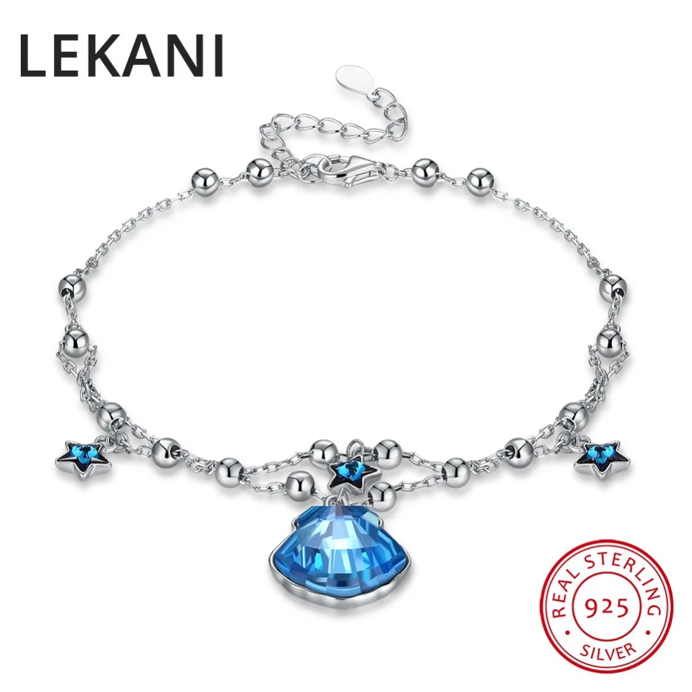 LEKANI Luxury Fine Jewelry Blue Crystal From Austria 925 Silver Beads Strand Bracelet Bangles Double Chains Women Accessories
LEKANI Luxury Fine Jewelry Blue Crystal From Austria 925 Silver Beads Strand Bracelet Bangles Double Chains Women Accessories