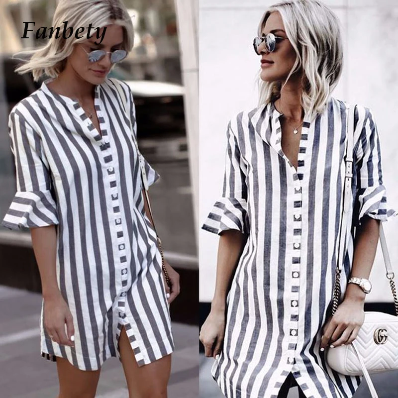 Fanbety Women Elegant XXL V Neck Striped Blouse Summer Loose buttons streetwear Blouse Shirts Femme Short Sleeve Blusa Tops
Fanbety Women Elegant XXL V Neck Striped Blouse Summer Loose buttons streetwear Blouse Shirts Femme Short Sleeve Blusa Tops