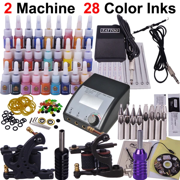 Professional Tattoo Kit 2pcs Machine Guns Shader Liner Power Supply Needles 28 Colors Ink Tip Tattoo Set
Professional Tattoo Kit 2pcs Machine Guns Shader Liner Power Supply Needles 28 Colors Ink Tip Tattoo Set