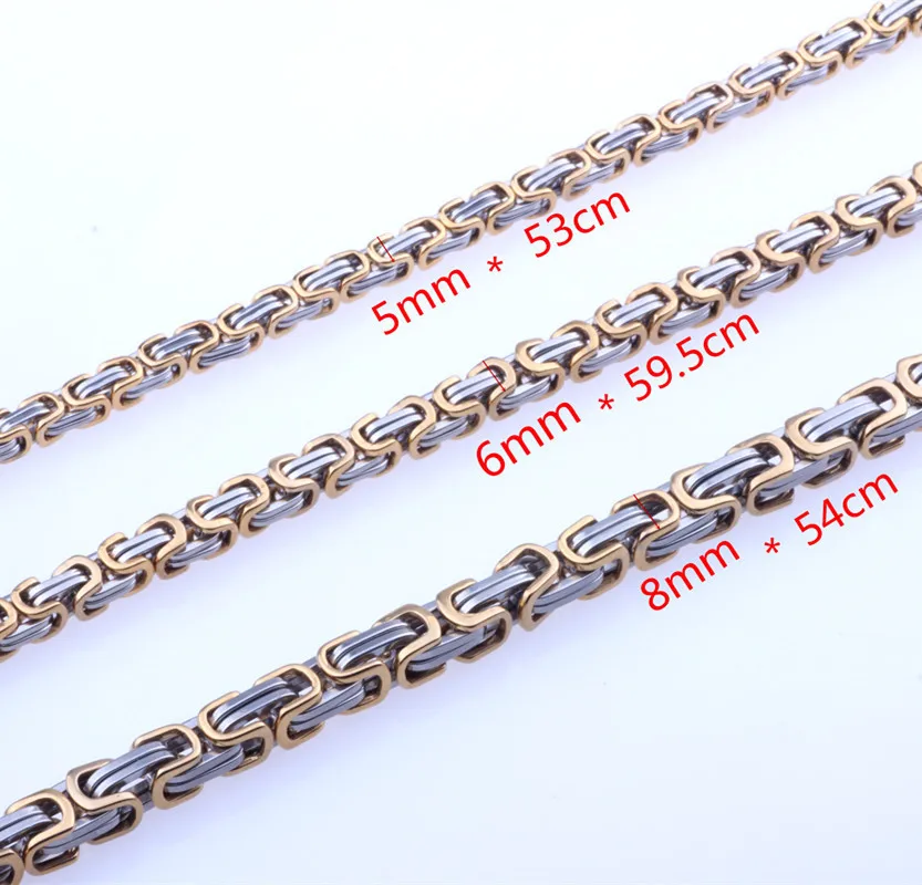 Customized 5/6/8mm Mens Boys Chain Necklace Gold / Silver Tone Byzantine Box Necklace Stainless Steel Necklace Chain
Customized 5/6/8mm Mens Boys Chain Necklace Gold / Silver Tone Byzantine Box Necklace Stainless Steel Necklace Chain