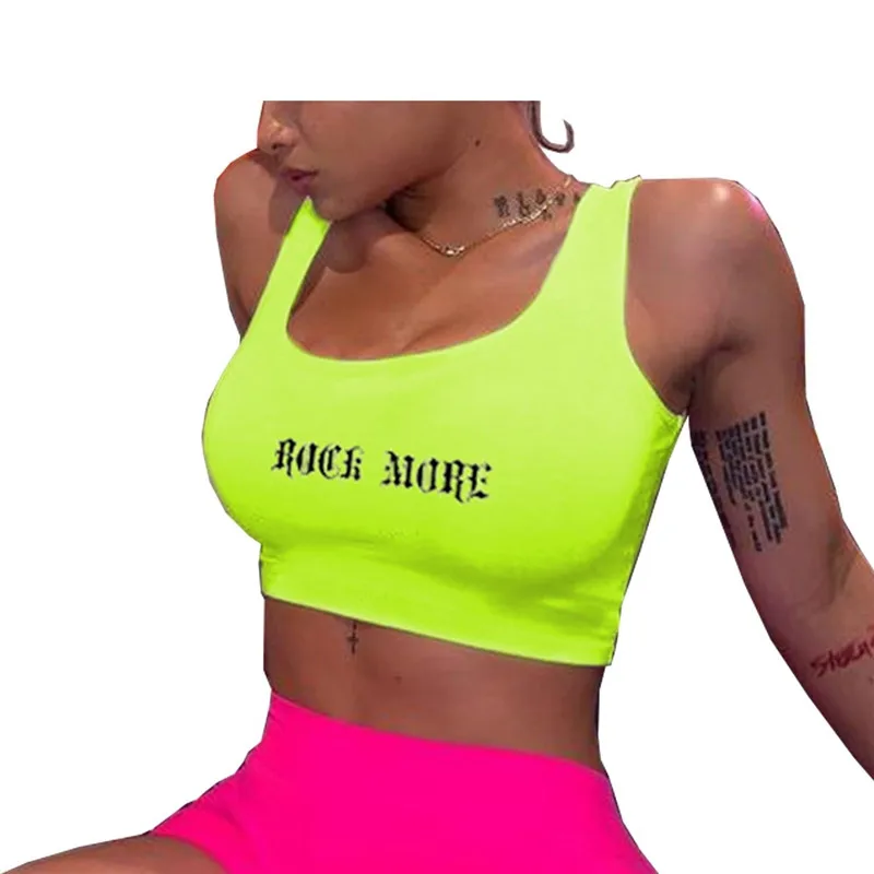 Rock More Letter Print Neon Crop Top Women Tank Top Sleeveless Slim Fitness Vest Women's Clothing Summer Sexy Top
Rock More Letter Print Neon Crop Top Women Tank Top Sleeveless Slim Fitness Vest Women's Clothing Summer Sexy Top