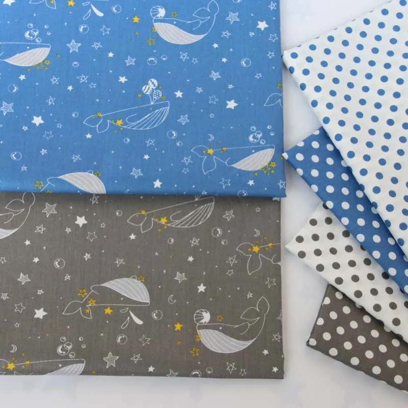 100% cotton twill cloth GREY BLUE cartoon whale star polka dots fabric for DIY crib bedding cushion quilting handwork decoration
100% cotton twill cloth GREY BLUE cartoon whale star polka dots fabric for DIY crib bedding cushion quilting handwork decoration