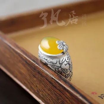 High quality women jewelry 990 sterling silver retro plum rings Bohemian natural stone yellow chalcedony national lovers gift
High quality women jewelry 990 sterling silver retro plum rings Bohemian natural stone yellow chalcedony national lovers gift