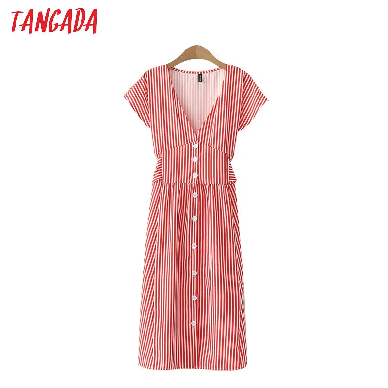 Tangada fashion women striped print red midi dress 2019 summer buttons v neck bow short sleeve midi dress vestido 1D99
Tangada fashion women striped print red midi dress 2019 summer buttons v neck bow short sleeve midi dress vestido 1D99