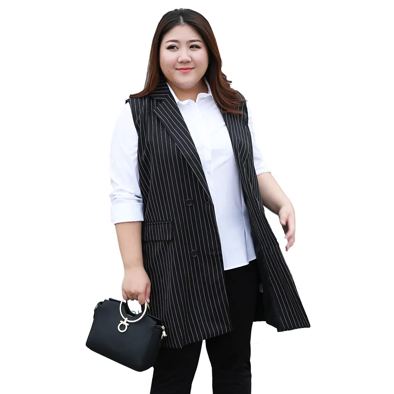 Large yards suit vest women's Long paragraph plus size professional wear Korean version of the wild striped vest jacket
Large yards suit vest women's Long paragraph plus size professional wear Korean version of the wild striped vest jacket