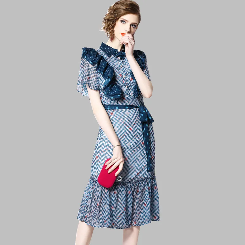 HAMALIEL Plus Size Summer Women Fishtail Dress Vintage Chiffon Ruffles Dot Print Bodycon Dress Fashion Patchwork Sashes Vestidos
HAMALIEL Plus Size Summer Women Fishtail Dress Vintage Chiffon Ruffles Dot Print Bodycon Dress Fashion Patchwork Sashes Vestidos