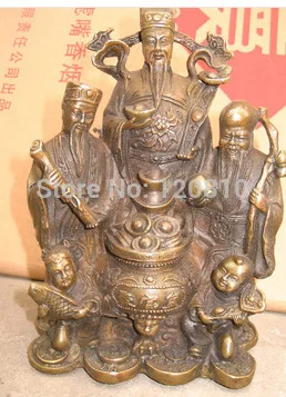 Good luck in China three fairy mascot life and officer bronze statue 18cm H