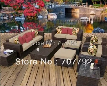 Bahama Outdoor Wicker Patio 9 Piece Set With Loveseat - Sand