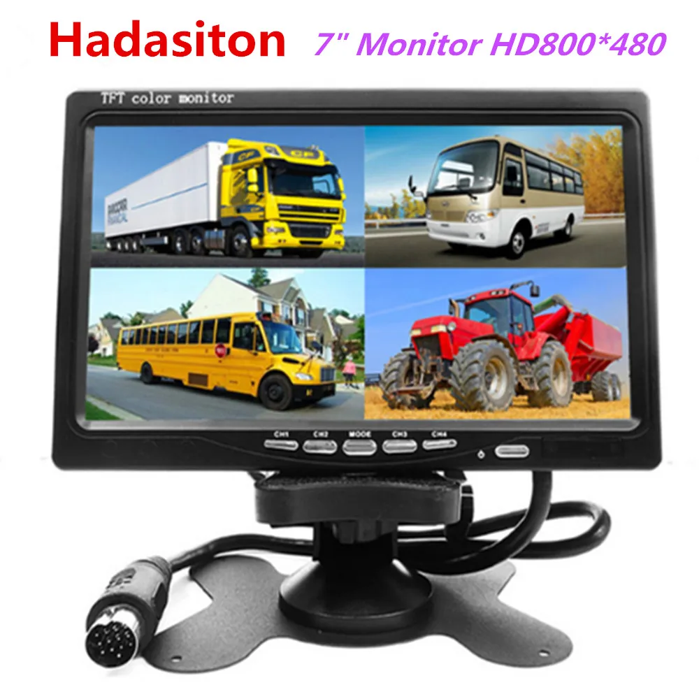 

7 inch 4 Split Screen Car Monitor Headrest monitor 4 video input Use for Truck Bus Motorhome Boat Car and CCTV Security System