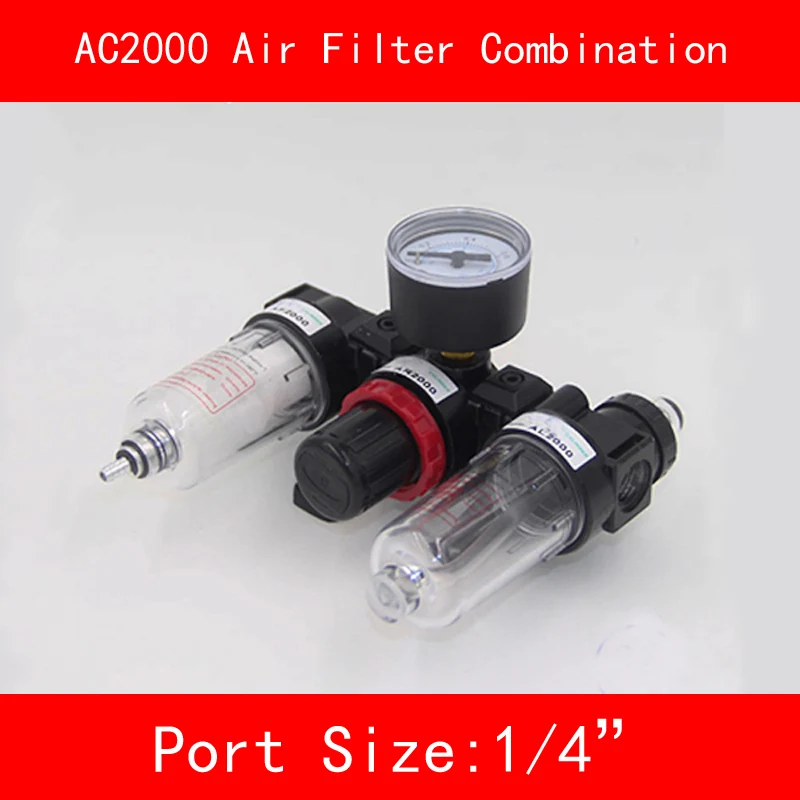 AC2000 Air Filter Combination Trilink Pieces Port Size 1/4" Pneumatic Parts Air Source Treatment Unit Pressure Regulator
AC2000 Air Filter Combination Trilink Pieces Port Size 1/4" Pneumatic Parts Air Source Treatment Unit Pressure Regulator