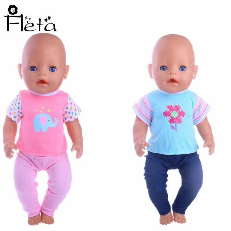 Doll Clothes Cartoon Print Set T-shirt + Tight Pants for 18-inch American Doll or 43 cm Doll for Children's 
Doll Clothes Cartoon Print Set T-shirt + Tight Pants for 18-inch American Doll or 43 cm Doll for Children's