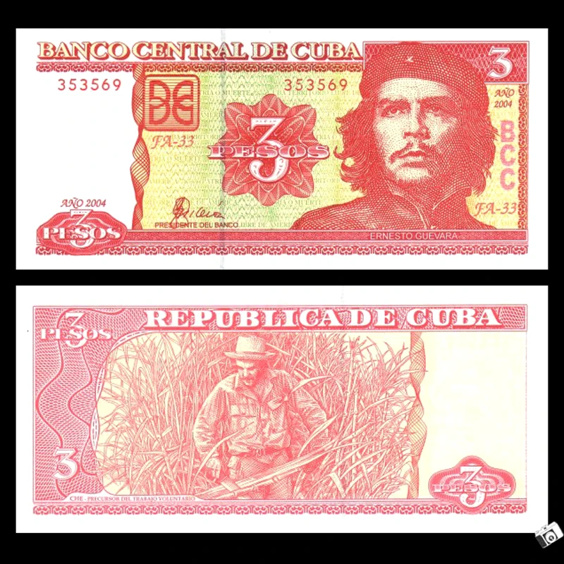 Cuba 3 Pesos banknote CHE GUEVARA UNC original world banknotes