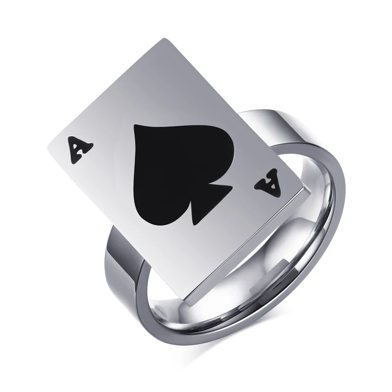 Newest Poker Rings Spade A Lucky Ring For Women Titanium Steel Black Enamel Punk Jewelry
Newest Poker Rings Spade A Lucky Ring For Women Titanium Steel Black Enamel Punk Jewelry