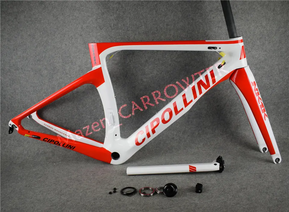 Clearance T1000 3K/1K White-Red MCipollini NK1K carbon road bike frame CARROWTER bicycle frameset with Matte/Glossy for selection 9