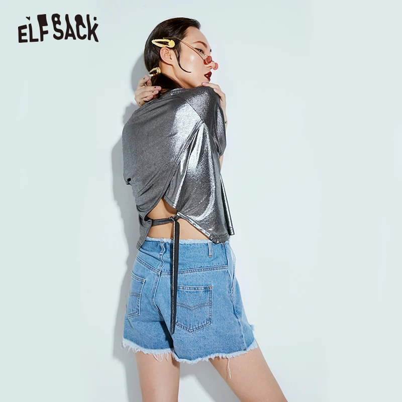 ELF SACK Silver Glitter Women Crop Top Fashion O-Neck Oversize Female T-shirts 2019 Summer Streetwear Solid Femme Tee Tops
ELF SACK Silver Glitter Women Crop Top Fashion O-Neck Oversize Female T-shirts 2019 Summer Streetwear Solid Femme Tee Tops