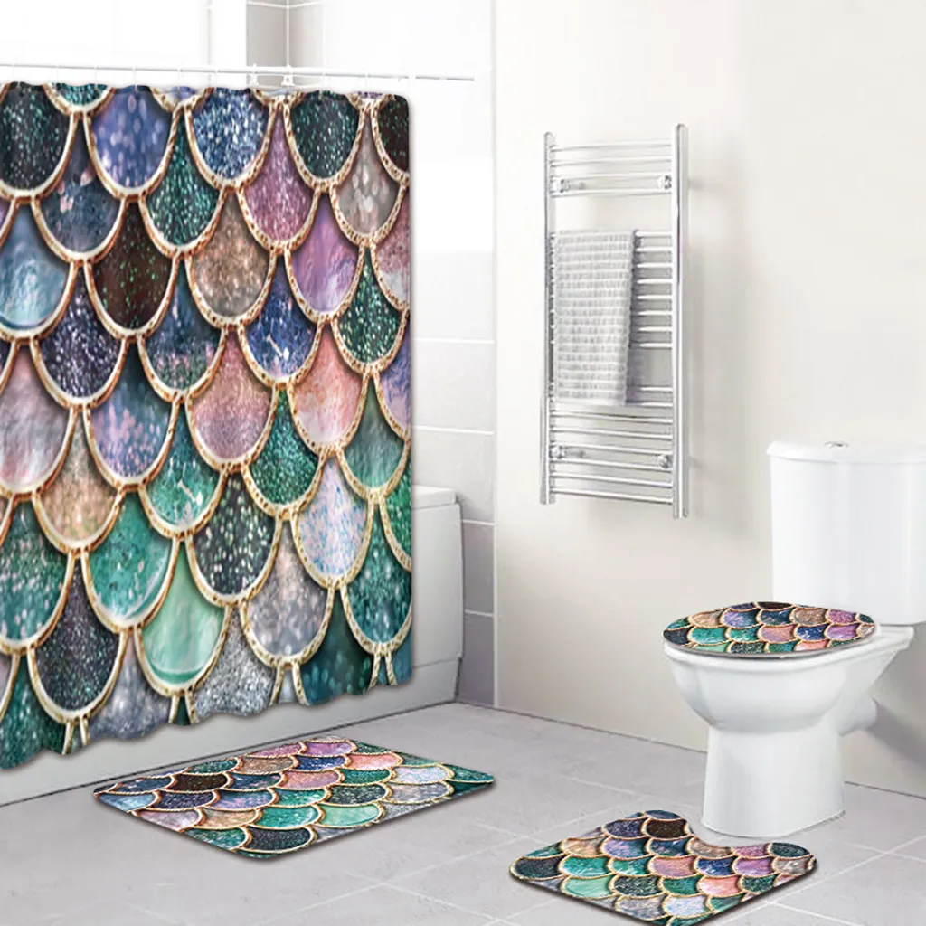 4PC/Set Luxury Texture Fish-scale Pattern Bath Set Waterproof Shower Curtain Toilet Cover Non-Slip Mat Lavatory Set Decoration
4PC/Set Luxury Texture Fish-scale Pattern Bath Set Waterproof Shower Curtain Toilet Cover Non-Slip Mat Lavatory Set Decoration