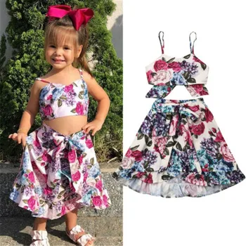 1-6Y Toddler Kids Baby Girls Strap Sleeveless Floral Bow Crop Tops T-shirt Ruffle Skirts 2Pcs Set Outfits Summer Girl Clothes
1-6Y Toddler Kids Baby Girls Strap Sleeveless Floral Bow Crop Tops T-shirt Ruffle Skirts 2Pcs Set Outfits Summer Girl Clothes