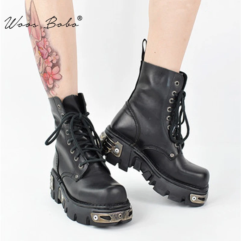 Black Lace up Martin boots women Metal Decoration Midsole ankle boots for women 2019 Fashion Women Motorcycle Boots
Black Lace up Martin boots women Metal Decoration Midsole ankle boots for women 2019 Fashion Women Motorcycle Boots