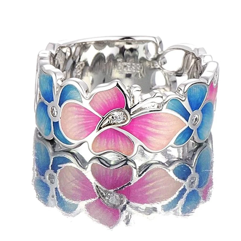 Bohemian Butterfly Flower Ring Openwork Crystal Inlaid Statement Silver Ring for Female Wedding Engagement
Bohemian Butterfly Flower Ring Openwork Crystal Inlaid Statement Silver Ring for Female Wedding Engagement