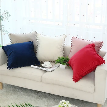 Cute Pompom Ball Pillow Cover Pink Red Blue Ivory Solid Cushion Cover Soft Velvet Home Decorative 45x45cm for Sofa Bed Chair
Cute Pompom Ball Pillow Cover Pink Red Blue Ivory Solid Cushion Cover Soft Velvet Home Decorative 45x45cm for Sofa Bed Chair