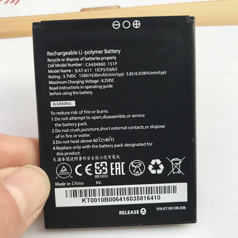 100% New High Quality Original BAT-611 Battery For Acer Liquid Z4 Z140 Z160 BAT611 (1ICP5/50/65) Cell Phone Battery 1630mAh
100% New High Quality Original BAT-611 Battery For Acer Liquid Z4 Z140 Z160 BAT611 (1ICP5/50/65) Cell Phone Battery 1630mAh