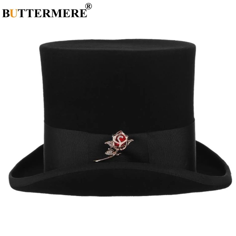 BUTTERMERE Wool Top Hat Men Black Rose Magician Hat British Style Male President Vintage Party Church Magician Top Hat 17cm
BUTTERMERE Wool Top Hat Men Black Rose Magician Hat British Style Male President Vintage Party Church Magician Top Hat 17cm