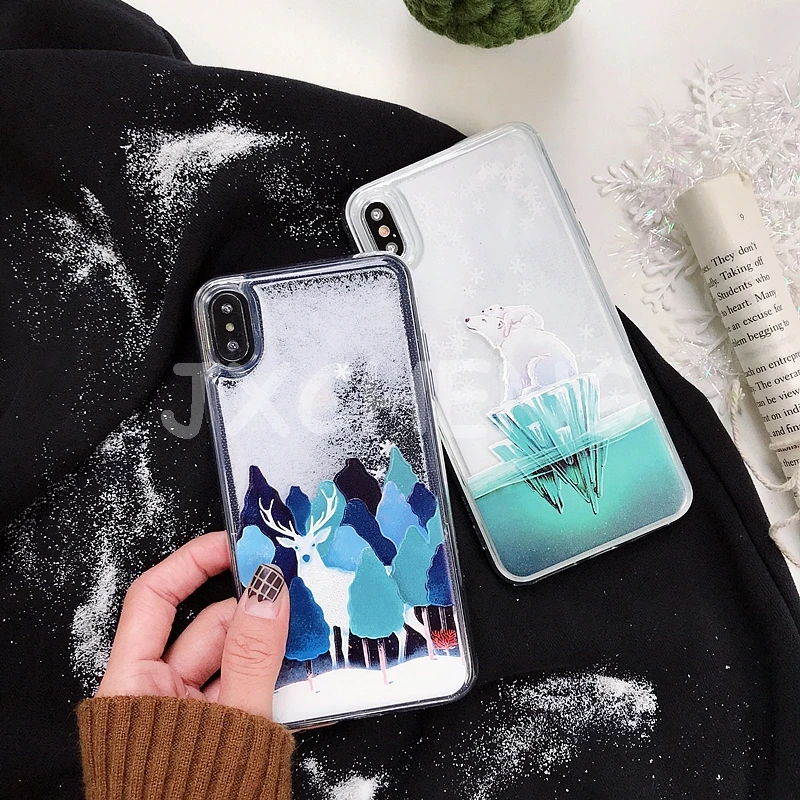 Snowflake Quicksand Polar bear Phone Case for iPhone X XR XS Max Cartoon elk liquid case for iPhone 6 6S 7 8 Plus Cover
Snowflake Quicksand Polar bear Phone Case for iPhone X XR XS Max Cartoon elk liquid case for iPhone 6 6S 7 8 Plus Cover