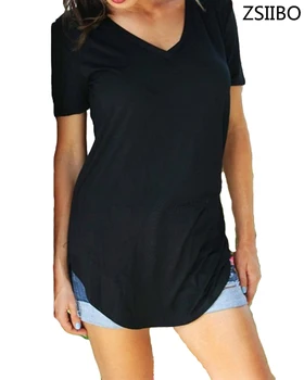 Solid Color Summer T Shirt Large Sizes Women T-shirt V-Neck Short Sleeve Round Hem Long tshirt Casual Top female Tunic lady
Solid Color Summer T Shirt Large Sizes Women T-shirt V-Neck Short Sleeve Round Hem Long tshirt Casual Top female Tunic lady