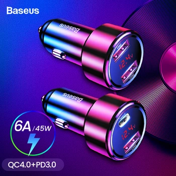 Baseus 45W Quick Charge 4.0 3.0 USB Car Charger For iPhone Xiaomi mi Huawei QC4.0 QC3.0 QC PD 6A Fast Charging Car Phone Charger
Baseus 45W Quick Charge 4.0 3.0 USB Car Charger For iPhone Xiaomi mi Huawei QC4.0 QC3.0 QC PD 6A Fast Charging Car Phone Charger