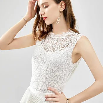 Women Tops Tees European goods eyelash lace sleeveless lace shirt women's 2019 summer white fairy hollow silk blouse
Women Tops Tees European goods eyelash lace sleeveless lace shirt women's 2019 summer white fairy hollow silk blouse