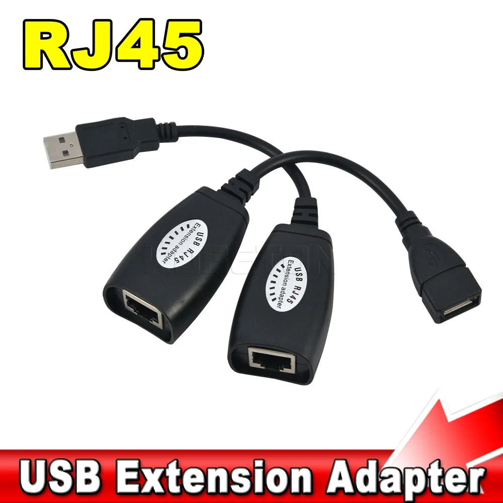 Mini USB 2.0 Extension Extender Adapter Up To 150ft Using CAT5 CAT5E 6 RJ45 Lan Network Ethernet Repeater LAN Cable