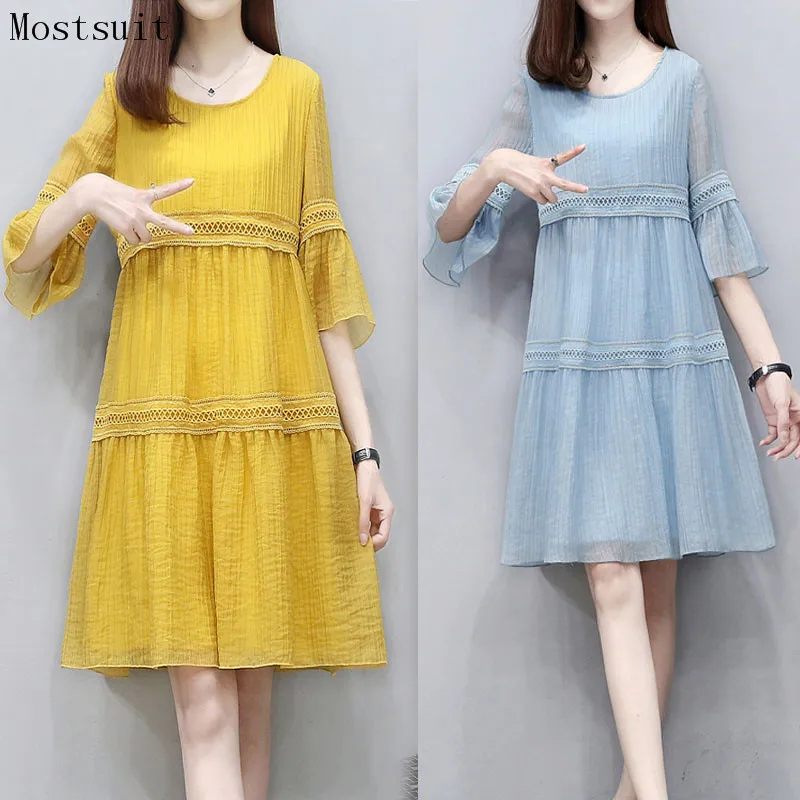 2018 Summer Chiffon Dress Women Flare Sleeve O-neck Solid Dresses Autumn Korean Loose Sexy Vintage Elegant Beach Party Vestidos
2018 Summer Chiffon Dress Women Flare Sleeve O-neck Solid Dresses Autumn Korean Loose Sexy Vintage Elegant Beach Party Vestidos