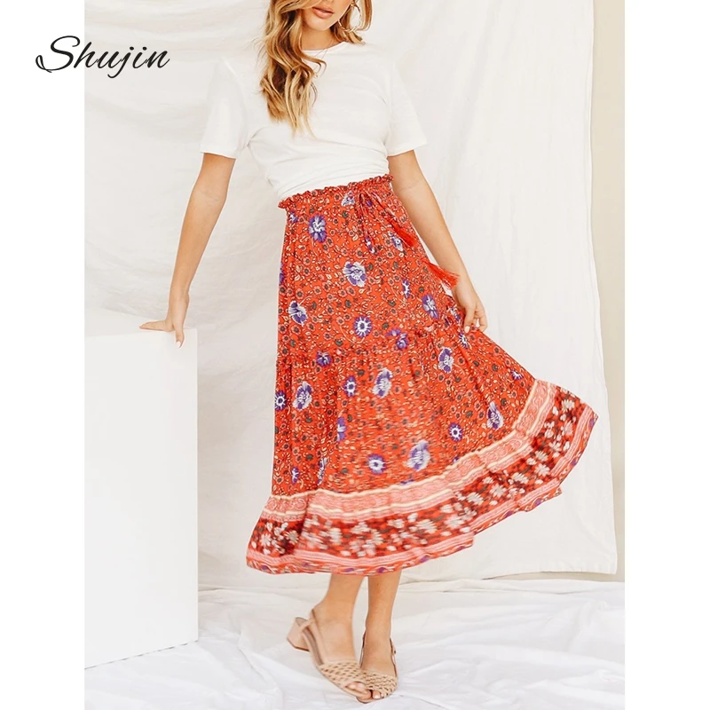 SHUJIN Fashion Ruffled Women Skirts Pleated Skirts High Waist Chiffon Long Skirt Floral Print Skirt Summer Midi Tutu Skirt 2019
SHUJIN Fashion Ruffled Women Skirts Pleated Skirts High Waist Chiffon Long Skirt Floral Print Skirt Summer Midi Tutu Skirt 2019
