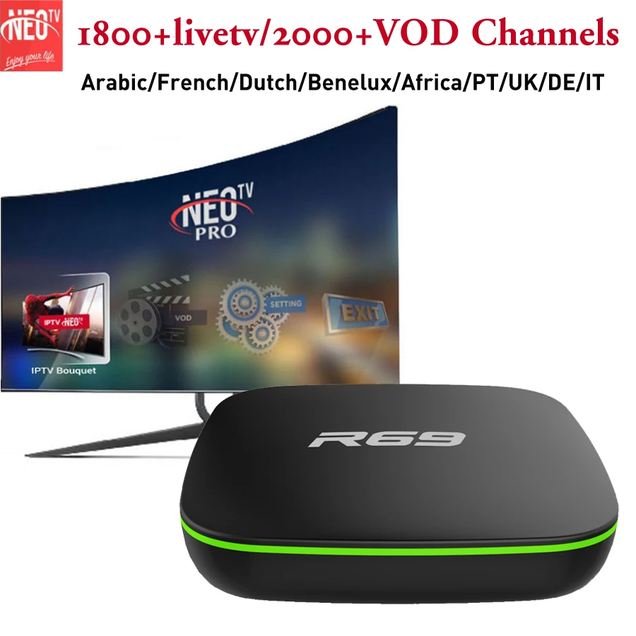 Arabic IPTV Box R69 Android 7.1 1G/8G 2G/16G With NEO IPTV get France Dutch Africa Tunisia Italian Germany Europe TV Channels
Arabic IPTV Box R69 Android 7.1 1G/8G 2G/16G With NEO IPTV get France Dutch Africa Tunisia Italian Germany Europe TV Channels