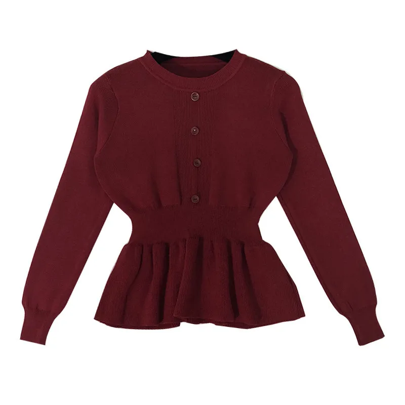 Autumn Winter Women's Waist Ruffled Sweater Sweet Temperament Slim Knitting O-Neck Pullovern Soild Sweater A126
Autumn Winter Women's Waist Ruffled Sweater Sweet Temperament Slim Knitting O-Neck Pullovern Soild Sweater A126