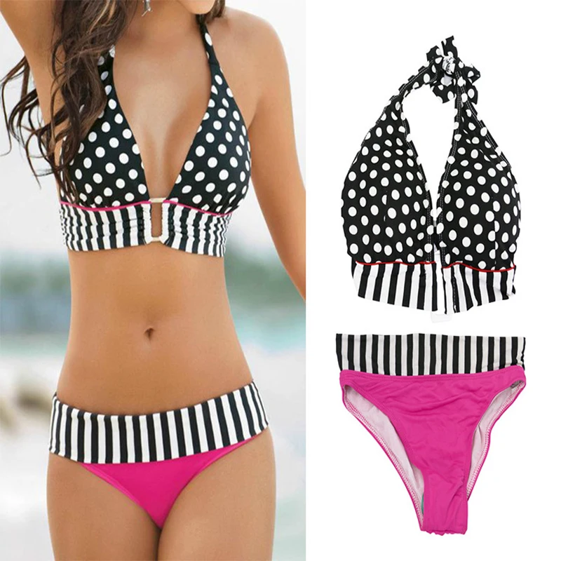 2018 Women Sexy Bikinis Halter Swimwear Stripe Dot Push Up Swimsuit Brazilian Bikinis Set Bathing Suits Biquini Free Shipping
2018 Women Sexy Bikinis Halter Swimwear Stripe Dot Push Up Swimsuit Brazilian Bikinis Set Bathing Suits Biquini Free Shipping
